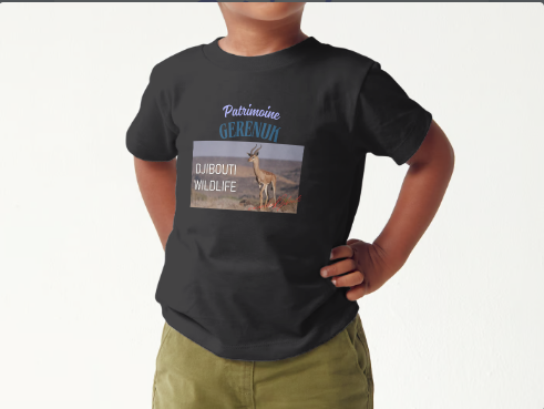 A vendre T-shirt pour enfants , avec flocage de la Gazelle du Patrimoine de Djibouti
