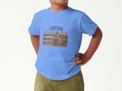 A vendre T-shirt pour enfants , avec flocage de la Gazelle du Patrimoine de Djibouti