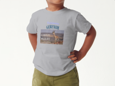 A vendre T-shirt pour enfants , avec flocage de la Gazelle du Patrimoine de Djibouti