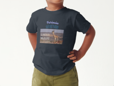 A vendre T-shirt pour enfants , avec flocage de la Gazelle du Patrimoine de Djibouti